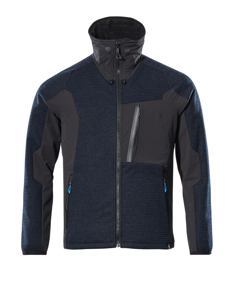 17105-309-01009 Strickjacke mit Reißverschluss - Schwarzblau/Schwarz