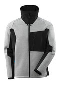 17105-309-0809 Strickjacke mit Reißverschluss - Grau-meliert/Schwarz